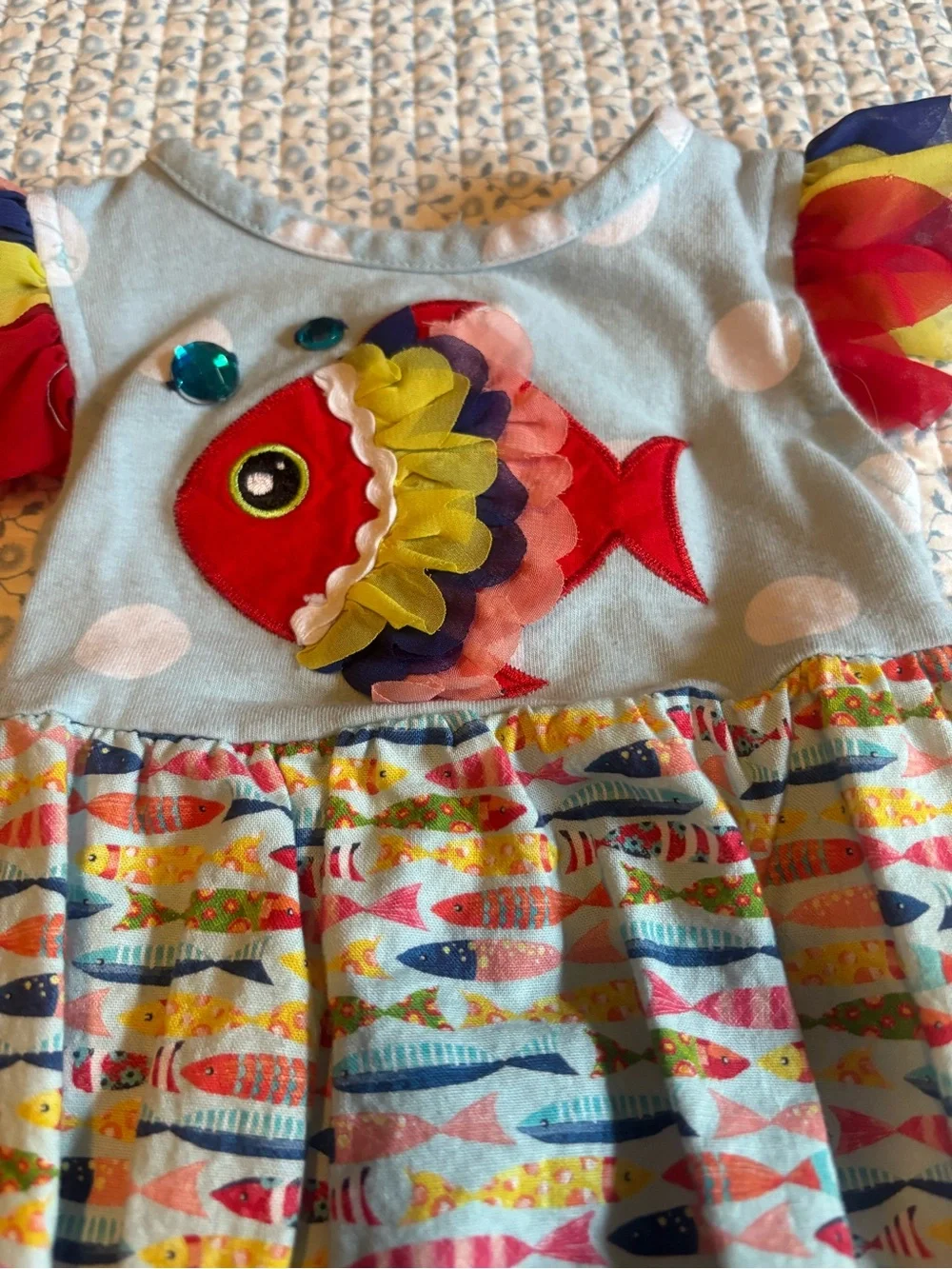 Ricrac & Ruffles Baby Girl Fish Bubble Romper